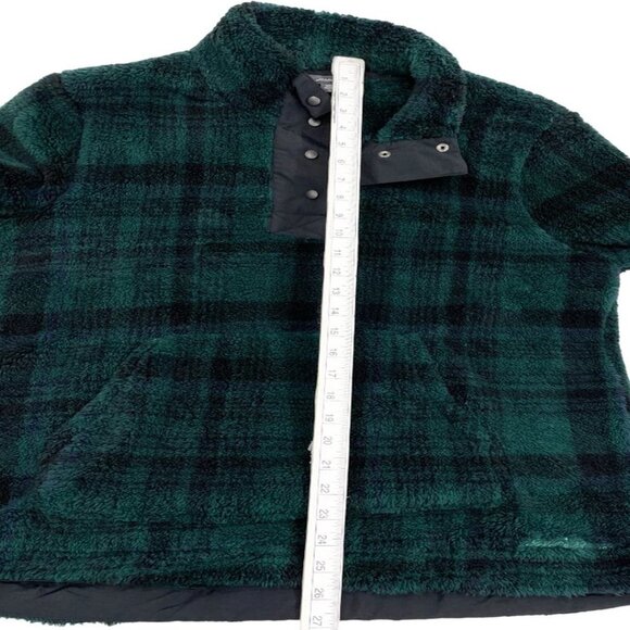 Eddie Bauer Green Tartan Plaid 1/4 Collar Fleece Pullover Sweater Jacket Men's L - Picture 5 of 7